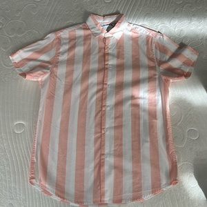 Denim & Flower mens small peach striped shirt